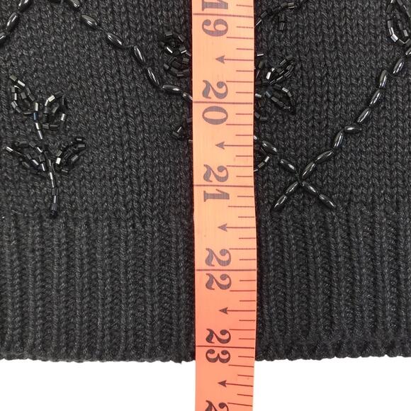 TIARA Embroidery Knit Cardigan Women XL Black Retro Nostalgia VTG Clasic Holiday - Picture 9 of 9